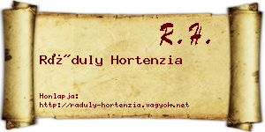 Ráduly Hortenzia névjegykártya