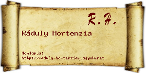 Ráduly Hortenzia névjegykártya